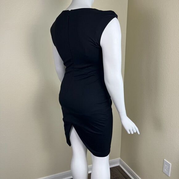 Iris Setlakwe Women's Size 10 Black Ruched Cap Sleeves Bodycon Sheath Dress - Picture 10 of 16